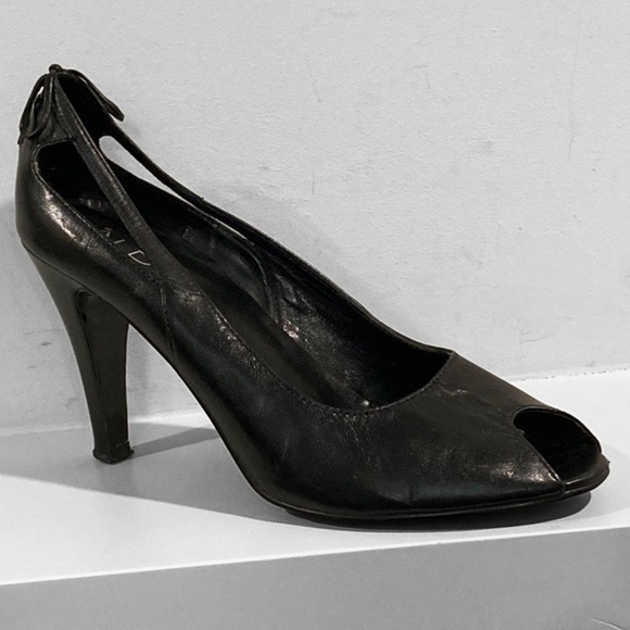 ALDO Leather Black Peep Toe Heels 37 - Picture 1 of 15